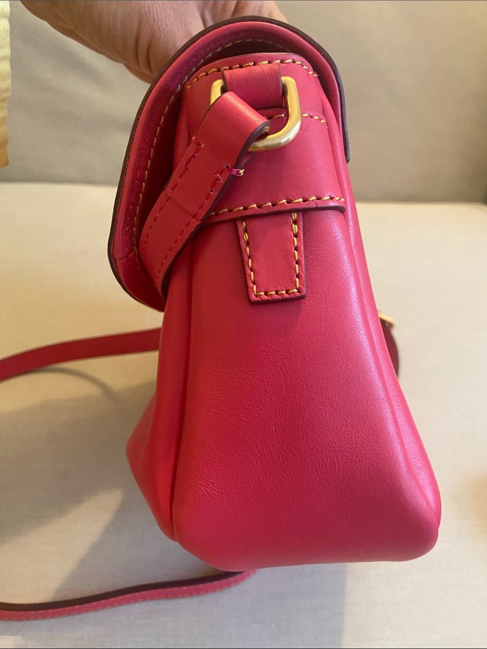 Dooney & Bourke Florentine Leather Flap Crossbody Fuchsia in pristine condition - Picture 10 of 16